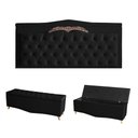 Ver imagem 1 de Kit Barcelona Cabeceira de Cama Painel e Calçadeira Baú King 195 Cm Suede Preto do Lar Móveis e