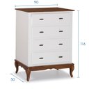 Ver imagem 4 de Cômoda Provençal com 4 Gavetas Pés Luis Xv 60400 Linz Móveis - Laca Branca/imbuia Glazer
