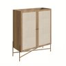 Bar Linha Oslo Mdf Cor Hanover Base Metal Dourado Acabamento Palha Sintética - a Casa Maju - 1