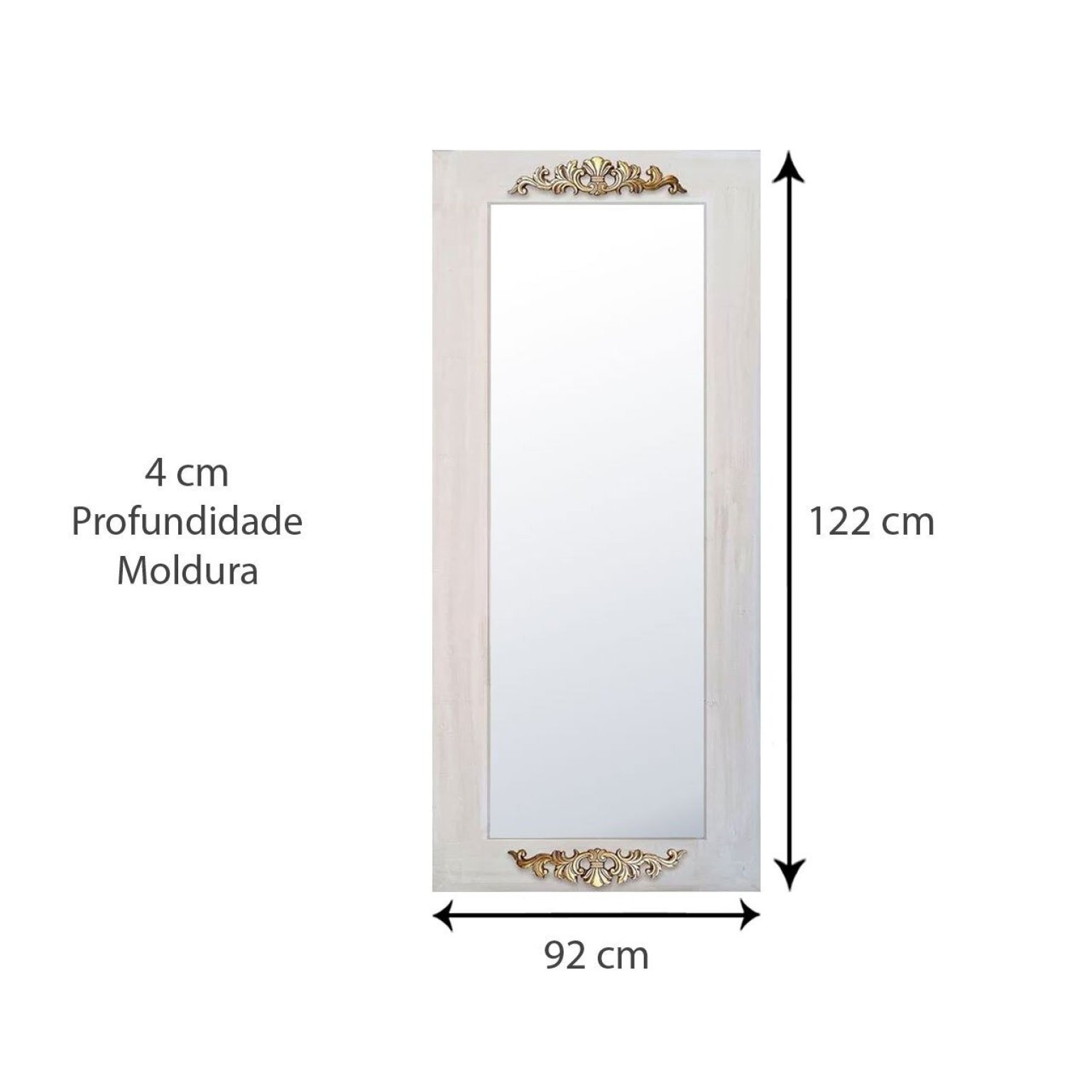 Espelho Decorativo Rústico Provençal com Apliques 92cm x 122cm Decore Pronto - 5