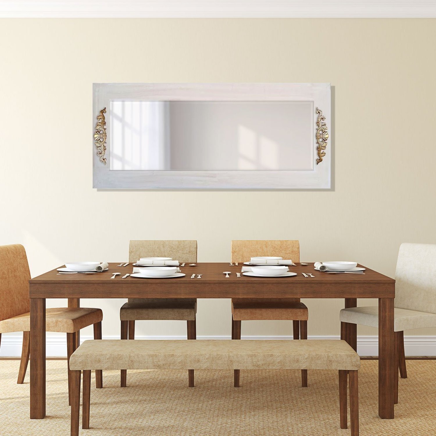 Espelho Decorativo Rústico Provençal com Apliques 92cm x 122cm Decore Pronto - 3