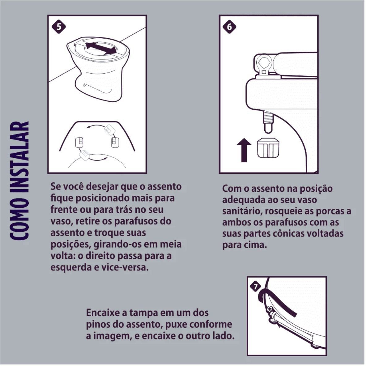 Assento Sanitário Almofadado Oval Cinza Top Premium Atlas - 8