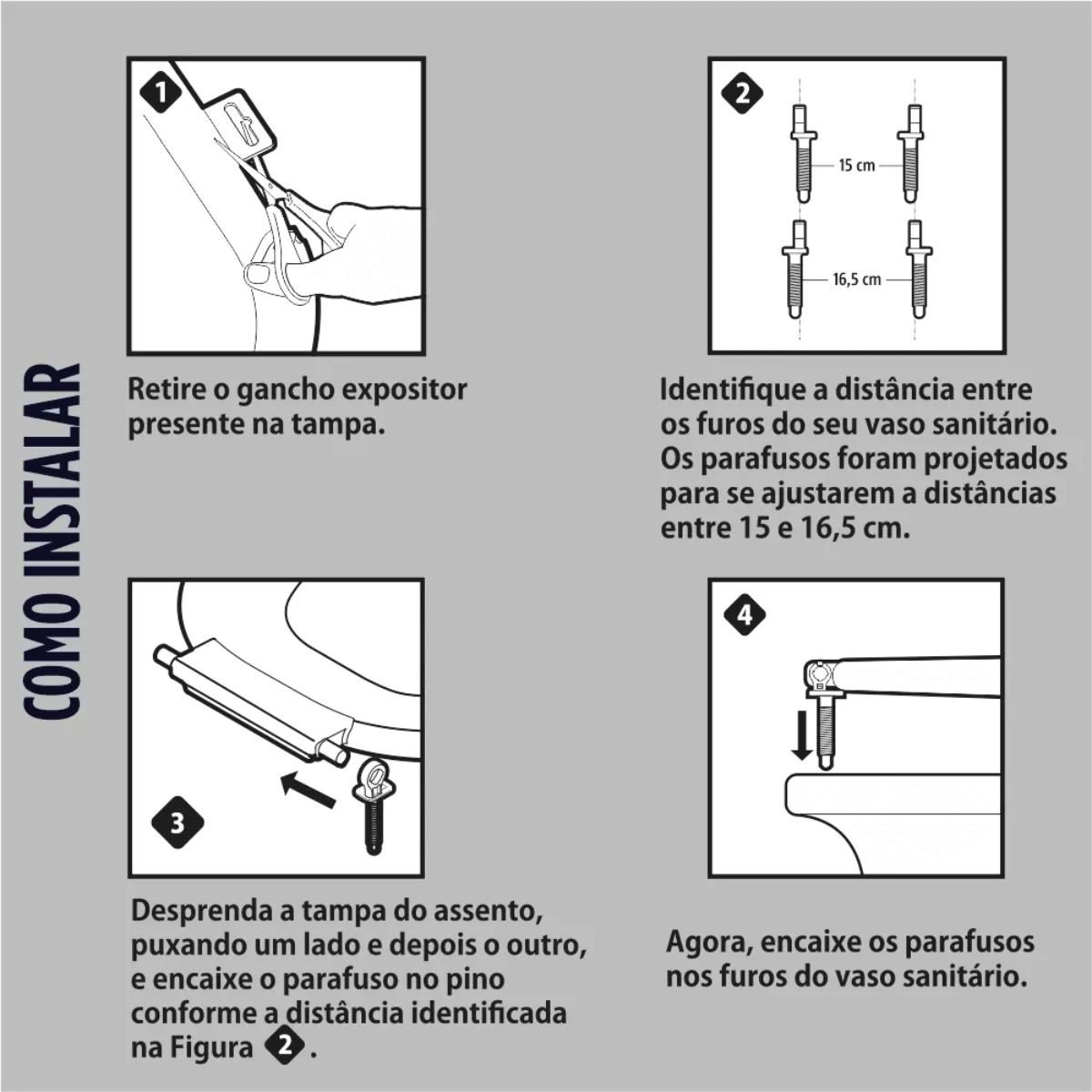 Assento Sanitário Almofadado Oval Cinza Top Premium Atlas - 9