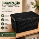 Ver imagem 4 de Caixa Organizadora Rattan Grande 16 Litros Cesto Organizador Multiuso com Tampa Escritorio Banheiro