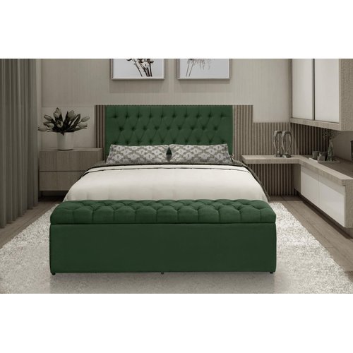 Kit Cabeceira e Calçadeira Imperatriz 138 Cm Suede Verde - 2