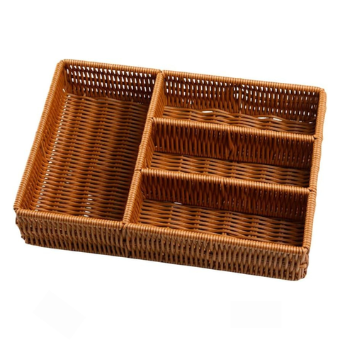 Organizador Porta Talher de Cozinha 4 Compartimentos - Marrom