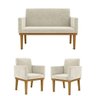 Kit 02 Poltronas com Base + Namoradeira com Base - Sala Bege - 4