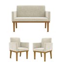 Ver imagem 4 de Kit 02 Poltronas com Base + Namoradeira com Base - Sala Bege