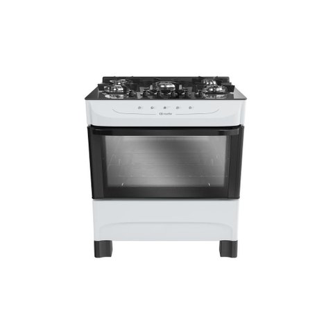 Fogão Mueller 5 Bocas com Mesa de Vidro e Acendimento Branco Mfv5bb - Bivolt