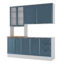 Ver imagem 2 de Cozinha Compacta Planejada 3 Peças 1 Paneleiro Duplo 1 Aéreo 1 Balcão Soho CabeCasa MadeiraOriginals Azul/Branco