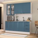 Ver imagem 1 de Cozinha Compacta Planejada 3 Peças 1 Paneleiro Duplo 1 Aéreo 1 Balcão Soho CabeCasa MadeiraOriginals Azul/Branco