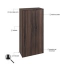 Ver imagem 2 de Armário Alto Fechado com 02 Portas 161,5x80x42cm Wlaf80 Nogal - Preto