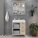 Ver imagem 3 de Gabinete de Banheiro 65cm com Lavatório e Armário Ref 690 Cewal - Branco/carvalho Berlin