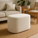 Ver imagem 1 de Puff Orgânico Decorativo Bege Minimalista Estofado Sala Quarto Suporte Até 120kg