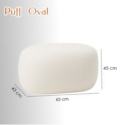 Puff  Orgânico Decorativo Bege Minimalista Estofado Sala Quarto Suporte Até 120kg - 2