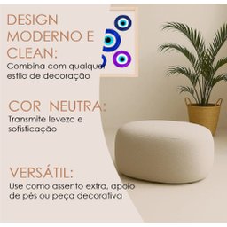 Puff  Orgânico Decorativo Bege Minimalista Estofado Sala Quarto Suporte Até 120kg - 4