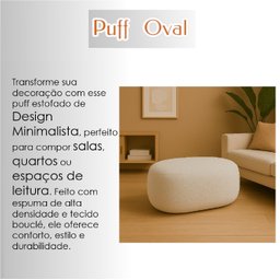 Puff  Orgânico Decorativo Bege Minimalista Estofado Sala Quarto Suporte Até 120kg - 5
