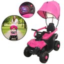 Ver imagem 1 de Mini Quadriciclo Elétrico 6v Infantil com Empurrador e Cobertura para Passeios Rosa Importway Bw393