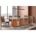 Ver imagem 3 de Sala Jantar Mesa Maldivas Tampo C/ Vidro Curvo 180cm+6 Cadeiras Dafne Madeira Naturale/off White -