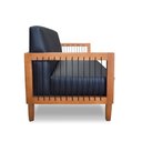 Ver imagem 6 de Poltrona Namoradeira Sala de Estar Pés Madeira Maciça Corda Náutica Preta 160cm Manila PU Preto G63