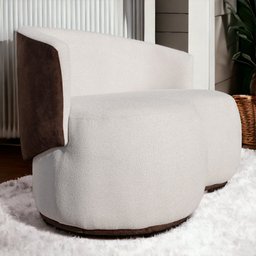 Namoradeira Beatriz Orgânica Tecido Bouclé 2 Lugares Mesclado com Tecido Estilo Calacata Marrom - Es - 2