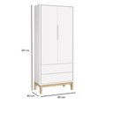 Ver imagem 4 de Berço Americano e Guarda Roupa 2 Portas New Classic Branco com Pés Madeira Natural e Colchão