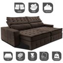 Ver imagem 3 de Sofá Retrátil e Reclinável 2,55m Cama inBox Big Puffer com SoftGel D40 Velupluma Café