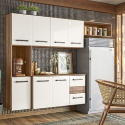 Cozinha Compacta Suspensa 7 pts 2 gavetas Carvalho/Off White Juliete Nicioli - 2