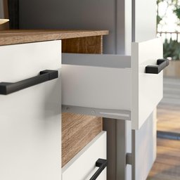 Cozinha Compacta Suspensa 7 pts 2 gavetas Carvalho/Off White Juliete Nicioli - 6