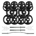 Ver imagem 1 de Kit 60 Kg de Anilhas Ferro Fundido + 02 Barras de 40cm + Barra W