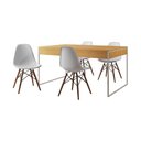 Ver imagem 6 de Mesa Jantar Industrial Retangular Canela 137X90Cm Base Ferro Branco C/4 Cadeiras Branca Cor: Canela