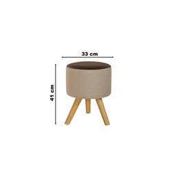 Kit Conjunto 02 Puff Duna Redondo Pé Palito Banqueta para Os Pés Decorativa Estofada(bege Claro/marr - 3