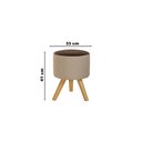 Ver imagem 3 de Kit Conjunto 02 Puff Duna Redondo Pé Palito Banqueta para Os Pés Decorativa Estofada(bege Claro/marr