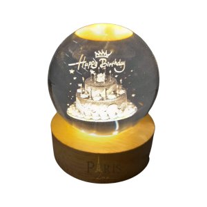 Luminária de Mesa Abajur 3d Cristal Bolo Led 2w 3000k 5v Embu Led