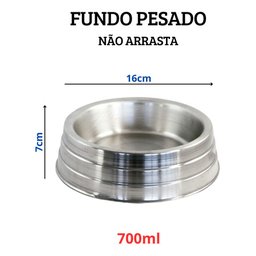 Kit 2 Comedouros Potes Ração Água Alumínio Pesado 700ml Jjb - 3