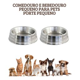 Kit 2 Comedouros Potes Ração Água Alumínio Pesado 700ml Jjb - 2