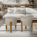 Ver imagem 2 de Kit com 2 Puff Luxo Redondo com Pés de Madeira Conforto e Sofisticação - Bege