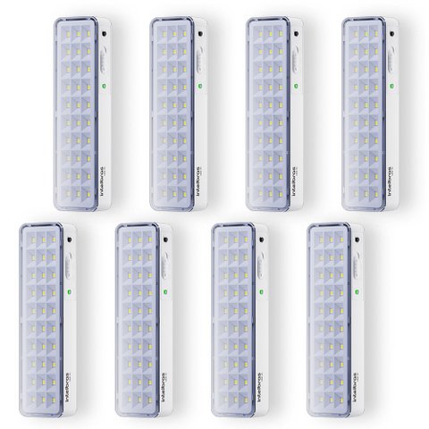 Kit 08 Luminárias de Emergência Led Intelbrás Autônoma Lea 31 com 30 Leds Branco Bivolt