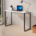 Ver imagem 1 de Mesa Escrivaninha Aparador 1,20m Industrial Ferro e Madeira para Estudo e Computador - Branco