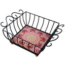Ver imagem 4 de Fruteira de Mesa Ferro e Azulejo Quadrada Grande pra Cozinha Azulejo G5