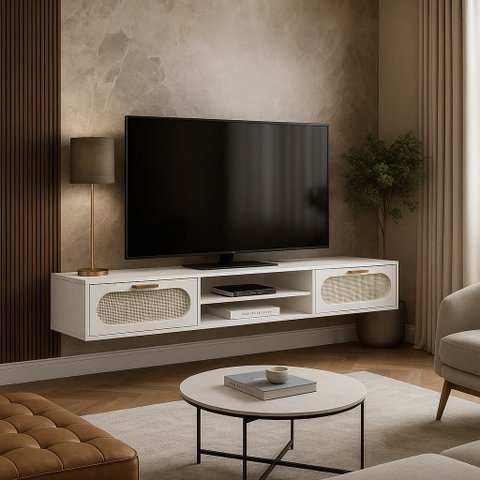 Rack Suspenso Santorini MDF 1.80m Design Moderno Cor Branco