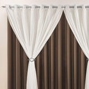 Ver imagem 2 de Cortina Jéssica 2 Metros Tabaco Tecido Microfibra com Voal Clássica Cromada