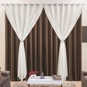Ver imagem 1 de Cortina Jéssica 2 Metros Tabaco Tecido Microfibra com Voal Clássica Cromada