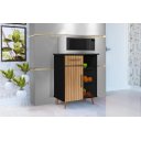 Ver imagem 1 de Balcão / Fruteira Cris com 1 Porta + 1 Gaveta Estilo Retrô com Pés em Madeira Cor Preto/ripado 3d Rm