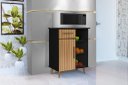 Ver imagem 1 de Balcão / Fruteira Cris com 1 Porta + 1 Gaveta Estilo Retrô com Pés em Madeira Cor Preto/ripado 3d Rm
