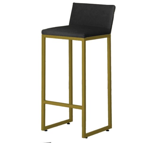 Banqueta Alta Luxo Dani com Encosto - Base Metal Dourado:preto
