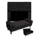 Ver imagem 1 de Kit Cabeceira Mirage + Calçadeira Baú Felix Queen Size 160cm:preto
