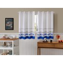 Ver imagem 1 de Cortina De Cozinha Em Tecido Linhão 4,00m x 1,20m Floral Azul