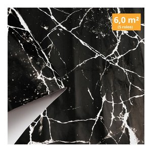 Kit 10 Metros de Papel de Parede Adesivo Lavavel Mármore Preto
