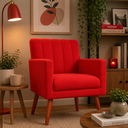 Ver imagem 1 de Poltrona Cadeira Estofada para Sala de Visitas Cecília Corano Vermelho - Incasa Decor